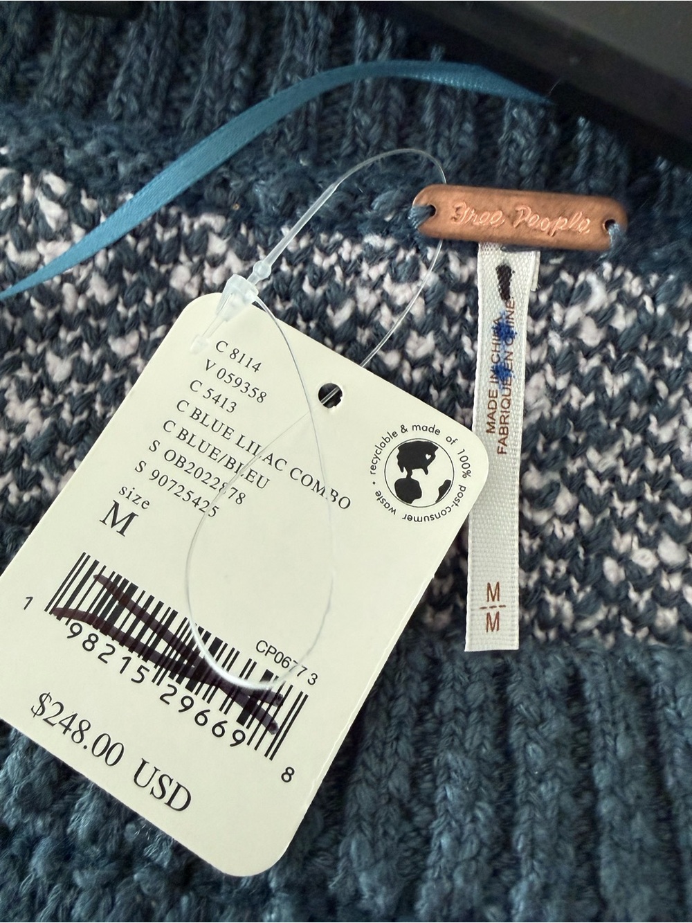 Free People Daisy Intarsia Crewneck Sweater - Pink & Navy - Picture 5 of 5